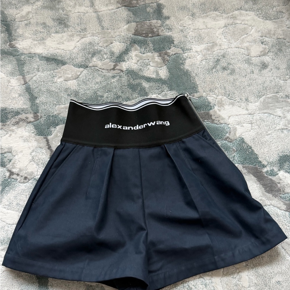 Alexander Wang Dark Blue High Waist Women's Shorts - Picture 2 of 5